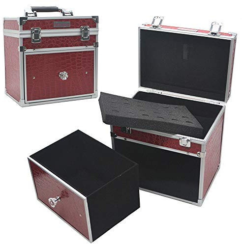 Luggage Cosmetic Cases Vanity Travel Make Up Large Box Beauty Jewelry Nail Polish Storage Case (Red Crocodile)