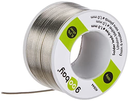 goobay 40844 Lötzinn bleifrei ø 1mm Lötdraht mit Flussmittel, 0.3 % Silber & 0.7 % Kupfer, 217 °C Schmelzpunkt, Löt Zinn bleifreies Löten, 100g