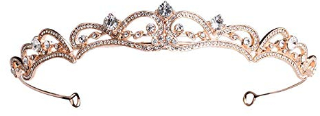 Epinki Haarschmuck Diademe Krone mit Weiß Zirkonia Diadem Prinzessin Tiara Rose Gold für Hochzeit