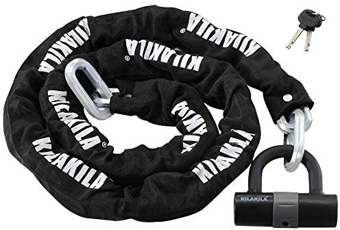 KILAKILA Heavy Duty Bike Lock - 12mm Chain & 16mm U Lock (2.0M / 6.56-Feet)