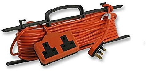 K M Electronics® 2 Gang Orange Heavy Duty Outdoor Garden 13A 13 AMP Extension Lead Cable 15M