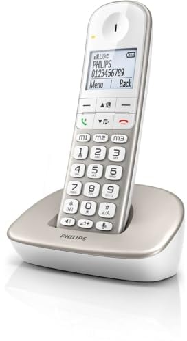 Philips XL4901S/23 Schnurloses Festnetztelefon, 4,9 cm (1,9 Zoll) Display, integrierter Lautsprecher, Freisprecheinrichtung, Anrufer-ID, Hintergrundbeleuchtung, Direktwahlfunktion, Weiß (kompatibel:
