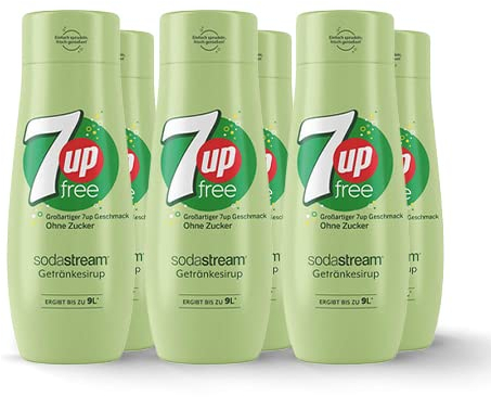 SodaStream Sirup 7UP free - 1x Flasche ergibt 9 Liter Fertiggetränk, Sekundenschnell zubereitet und immer frisch, Seven Up ohne Zucker, 6er Pack (6 x 440 ml)