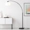 Lightbox Bogenlampe | 1,66 m Höhe, Ø 27 cm | dekorative Stehleuchte mit schwenkbarem Kopf & Fuss-Druck-Schalter | E27 Fassung | Wohnzimmer-Lese-Lampe aus Metall/Kunststoff in Schwarz/Weiß