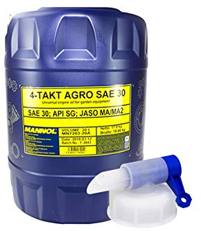 Motoröl für 4-Takt Traktoren Rasenmäher Agro SAE 30 MANNOL API SG 20 Liter inkl. Auslasshahn