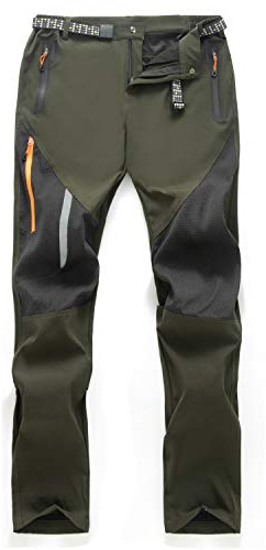 LUI SUI Pantalon de Marche Respirant en Plein air pour Hommes Pantalon Tactique Coupe-Vent léger Pantalon de randonnée à Taille élastique avec Poches à Fermeture éclair
