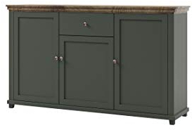 Furniture24 Kommode, Sideboard Evora 47, mit 3 Türen, 1 Schubkästen, Grün, Landhaus möbel, Wohnzimmerschrank