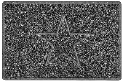 Nicoman Star Embossed Shape Door Mat Dirt Trapper PVC Spaghetti Mat Washable Quick Drying Barrier Doormat-Dark Grey (Watertight Rubber-Back)-Small (60x40cm)