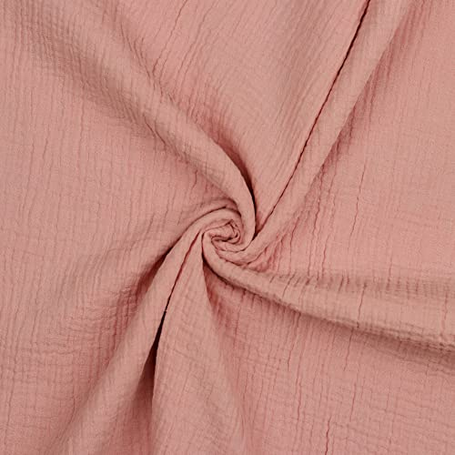 VmG-Store Tissu en mousseline double Gauze certifié Tex uni au mètre, plus de 40 couleurs, 100 % coton (007 I Vieux Rose, 100 x 135 cm)