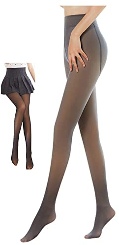 Clacce Damen-Strumpfhose, Plüschstrümpfe, perfekte Beine, schlankmachende, gefälschte, durchscheinende, warme Fleece-Strumpfhose, wärmende Thermo-Strumpfhose für Damen, verdickte Leggings, Schwarz-90