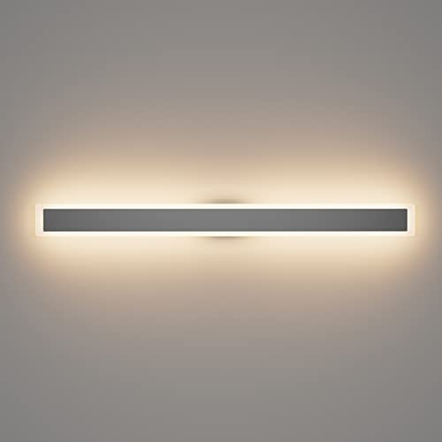 Klighten 30W Lange Wandleuchte Aussen Villa Wandlampe Villa Porch Wandlampe Außen IP54 Wasserdicht Wandleuchten Dunkelgrau Lange Aluminium Aussen Wandlampe Warmes Licht Gartenleuchte, 100CM