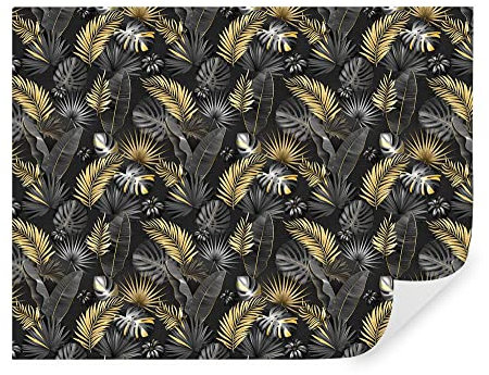 Carta da parati moderna, fotomurali 360x250 cm, stile jungle tropicale palme, floreale fotografica murale per camera letto, soggiorno, oro u53242