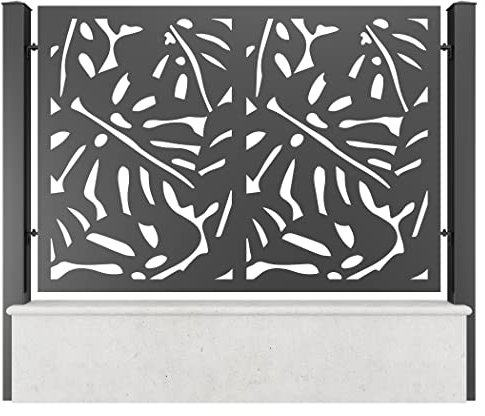 TODOME Panneau de clôture aluminium, modèle 38 noir(200 x 110)
