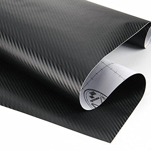 TOTMOX Car 3D Matt Carbon Fibre Film Protection, Vinyl Wrap Sticker Thicken Wrap with Clear Line, 1.52m*50cm, Schwarz/Rot/Silber/Weiß