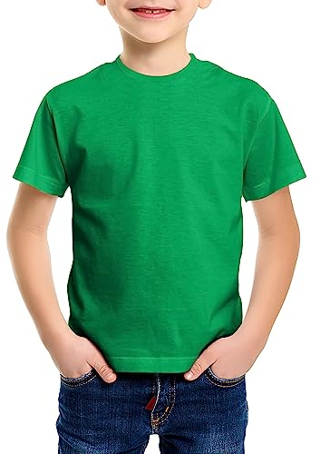 Love My Fashions® Kids Value Weight Crew Neck Plain T-Shirt Short Sleeve Casual Tees for Boys Cotton Tops for Children Kelly Green
