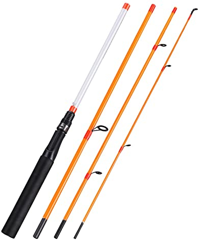 Angelrute 1,98 m Angelrute Spinngussrute Glasfaser 4 Abschnitte Angelrute für Barschangeln 2 Farben Angelrute (Farbe: Orange Spinnrute)