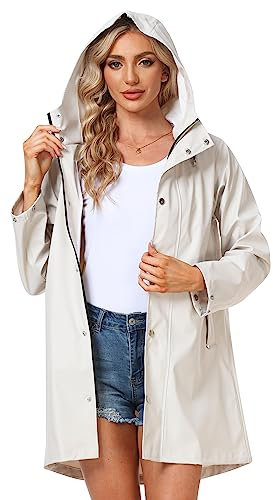 Uniquebella - Veste de pluie pour femme - Imperméable - Avec capuche - Coupe-vent et résistante aux intempéries - Veste de mi-saison respirante, pour l'extérieur, XXL