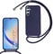 SLWYF Compatible with Samsung Galaxy A34 5G Crossbody Lanyard Case, Liquid Silicone Protective Phone Case with Strap Adjustable Neck Cord Necklace Soft Cover for Samsung Galaxy A34 5G, Navy blue