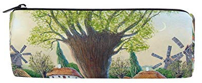 Ukrainisches Mädchen und Fluss Windmühle Haus Federmäppchen Student Schreibwaren Beutel Büro Lagerung Organizer Kosmetik Stift Tasche, #464, 21x10.5x5cm