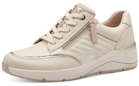 Jana Damen Wedge Sneaker mit Reißverschluss Vegan, Beige (Ivory), 42 EU