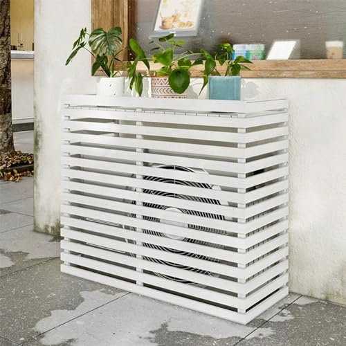 INEOUT Verkleidung Klimaanlage Außengerät, Klimaanlagenzaun für Außengeräte, Robuste Holz-klimaanlagenabdeckung für Außengeräte, Freistehendes Gestell für Garten/Hof, Regenfest