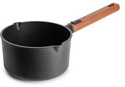 Woll Eco Logic QXR Casserole à sauce, inductive, diamètre 18 cm, hauteur 10 cm, 2 l, avec manche en bois amovible durable, convient pour tous les types de feux, sans PFAS et revêtement anti-adhésif,