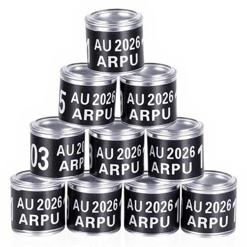 FULAIERGD 100Pcs Aluminium Pigeon Leg Rings Dove Leg Rings Identify Pigeon Bands with 2026 ARPU Training Identify Birds Foot Ring (Black)