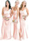 HPPEE Robe de demoiselle d'honneur à bretelles spaghetti pour femme, robe de soirée en satin WYX478, rose poudré, 40