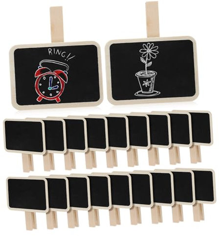 NUOBESTY 20stücke Kreidetafel Etiketten Mini Kreidetafel Holz Clips Mini Clips Für Fotos Und Lebensmittel Beschriftung