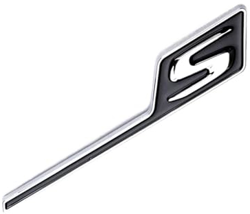 NIBOTT 3D-ABS-Kofferraum-S-Logo-Abzeichen-Aufkleber passend for Mercedes S-Emblem AMG A45 W176 CLA45 C117 C63 W205 E63 W212 GLA45 X156 GLC GLE 63 (Color : Black Silver)