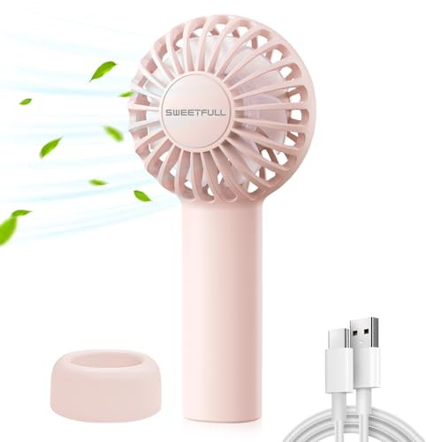 NIUAWASA Mini ventilador portátil, potente ventilador USB recargable 3 velocidades pequeña mano ventilador para viajes maquillaje pestañas Fan para niños niñas mujeres (rosa)