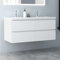 Biubiubath Badezimmermöbel 120cm Mineralguss Waschtisch mit Unterschrank Badmöbel Set Badezimmerschränke mit 4 Soft-Close Schubladen Weiß Matt