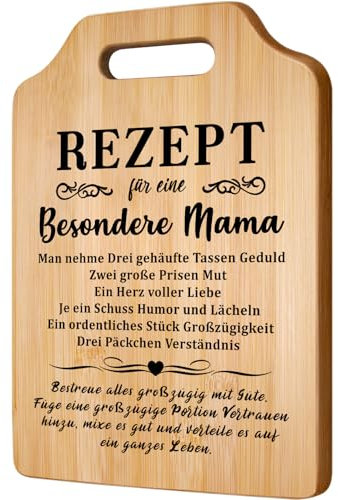 JOYVADO Geschenke für Mama, Geburtstagsgeschenk für Mama, Rezept Bambus Schneidebrett zum Muttertag