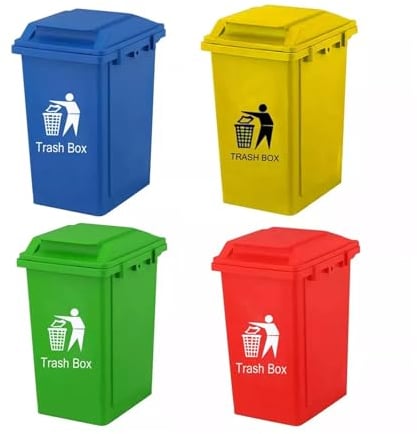 20L Recycling Bin Dustbin Rubbish 20 Liter Flat Lid Waste Trash | Foot Pedal Bin Home Bedroom Bathroom Kitchen | Indoor Outdoor Rubbish and Waste Bin (Red)