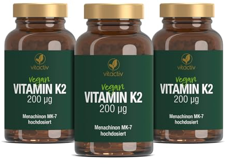 VITACTIV Vitamin K2 Tabletten 200 µg - 270 Stück (9 Monate) - Vitamin K2 MK7 All Trans Menaquinon - Für Knochen & Blutgerinnung, Alternative zu K2 Tropfen - Hochdosiert, hohe Bioverfügbarkeit, Vegan