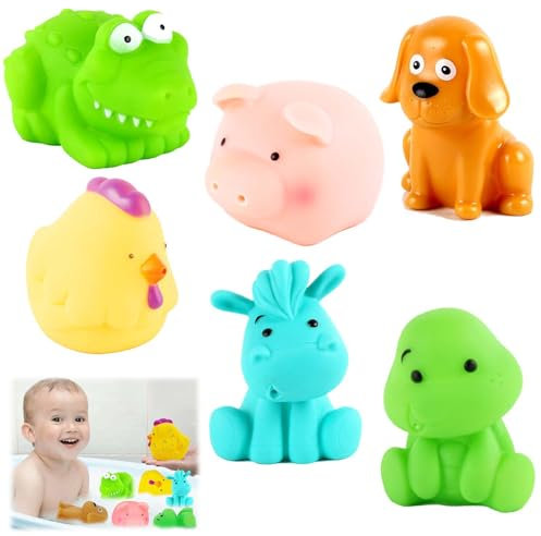 EnixwH 6 Piezas Juguetes Piscina Bebe, Juguetes de Agua, Juguetes Baño Bebe, Juguetes Bañera Bebe, Juguete Piscina Bebe 1 Año, Juguetes de Baño Juguetes Niños 1 2 3 4 5 6 Año Regalo Niños Niñas