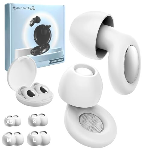 ZAHRVIA Ear Plugs for Sleep, 30db Noise Cancelling with Storage Case, Ultra Soft Reusable Silicone Earplugs for Concerts, Travelling, Sleeping, XS/S/M/L (White)