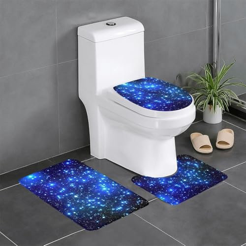 Set mit 3 Polyester-Badezimmerteppichen mit Galaxie-Stern-Motiv, Badezimmermatten-Set für ultimativen Komfort und Stil