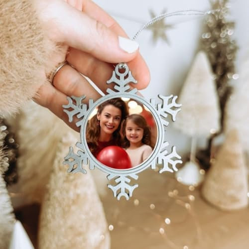 Personalisierte Foto-Ornamente, Schneeflocke, individuelle Ornamente für Weihnachtsbaum, erstes Weihnachten, Foto-Ornamente, Weihnachtsanhänger, Tropfen- und Endstücke, Baby-, Kinderschmuck,