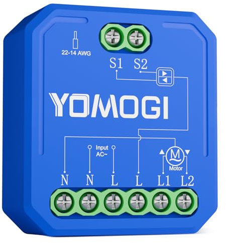 YOMOGI Wlan Rolladenschalter mit RF Fernbedienung gekoppelt, Prozentkontrolle Wlan Rolladen Zeitschaltuhr für Rollläden/Jalousien, Kompatibel mit Alexa & Google & Siri (Zubehör-Modul, 1)