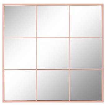 ESPEJO HIERRO CRISTAL 90X2X90 VENTANA ROSA PALO