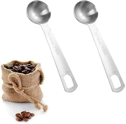 2 Pcs Tablespoon Scoops, 7.5ml Stainless Steel Measuring Scoops, Long Handled Metal Coffee Spoon, Mini Stainless Tablespoons Measuring Spoon, for Measurings Coffee, Milk Powder (Silver)