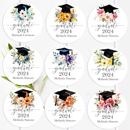 Adesivi personalizzati for feste di laurea, etichette for buste di annunci for feste di laurea, adesivi personalizzati con nome e data, 100 pezzi