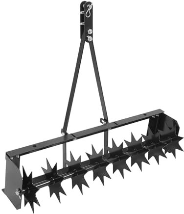 whsiodj Tow Behind Lawn Aerator 99lbs Weight Capacity Heavy Duty 8 Spike Disc Deep Soil Penetration for Lawn Tractors ATVs Turf Renovation Garden UK