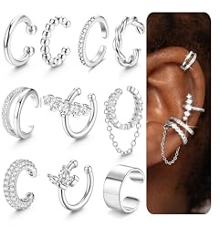 Chriscoco Ear Cuff Gold/Silber für Damen Clip Ohrringe Ohne Ohrloch Earcuff | 10pcs Earcuffs Gold,Ohrmanschette,Fake Helix Piercing Knorpel Wrap,Cuff Ohrklemme,Fake Ohrringe Set
