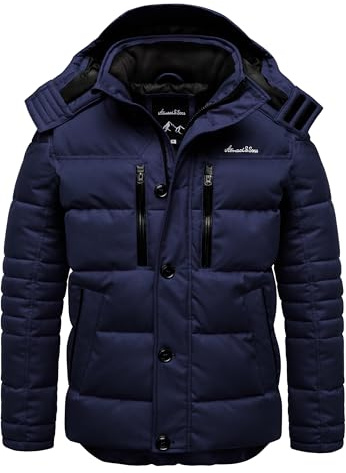 Amaci&Sons Herren Gefütterte Winter Jacke für Männer mit Kapuze 9138