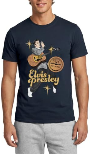 Elvis Presley Mit Girarre Und Mikrofon Männer T-Shirt
