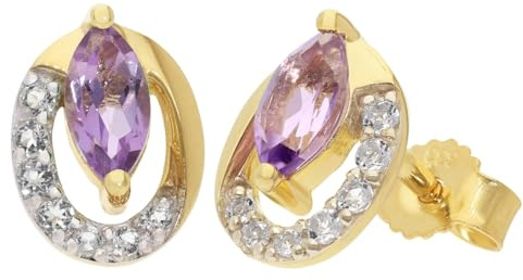 trendor Damen-Ohrringe Gold 333 / 8K Ohrstecker Amethyst und Topase 21174