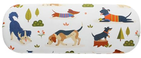 Dotcomgiftshop Rex London Brillenetui mit Hundemotiv Dog Park, Hartschale mit Mikrofaser-Auskleidung, Inklusive Reinigungstuch, 15,5 x 5,5 x 3,5 cm