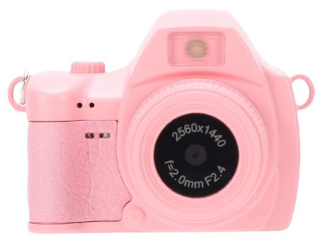 KIMISS Mini Keychain Digital Camera 2K for Travel, Stylish Compact Retro Video Recorder with Necklace and Keyring for Daily (Pink)